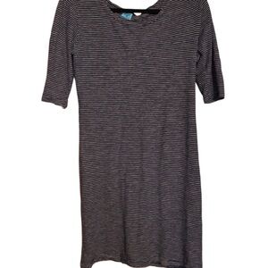 Intertwined Designs Navy and White Striped Long Sleeve Dress